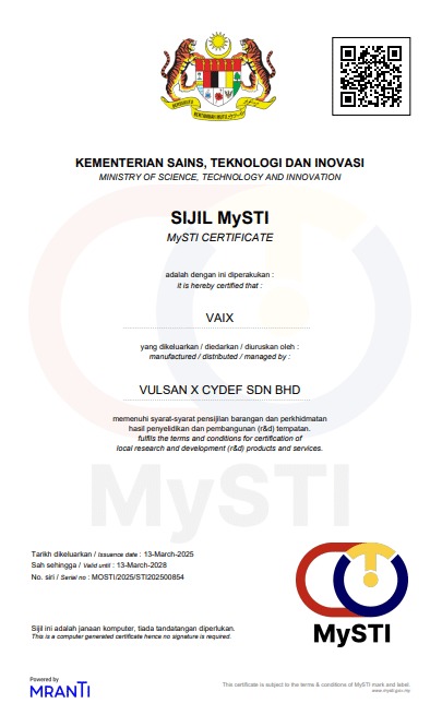 MySTI Certificate — VAIX