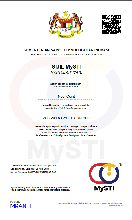 MySTI Certificate — NeonOSINT